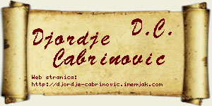 Đorđe Čabrinović vizit kartica